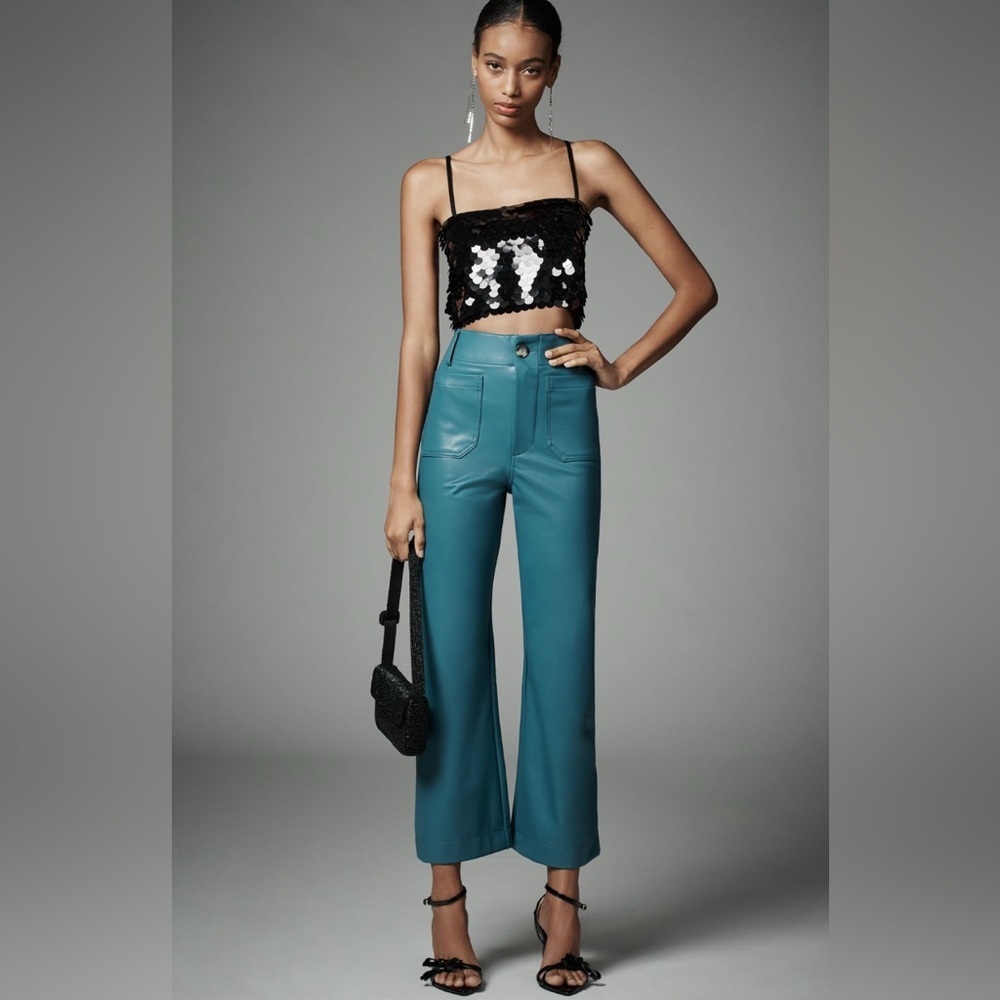 NWT! Anthro The Colette Faux Leather Crop Wide-Leg Pants by Maeve - Size 24  4️⃣